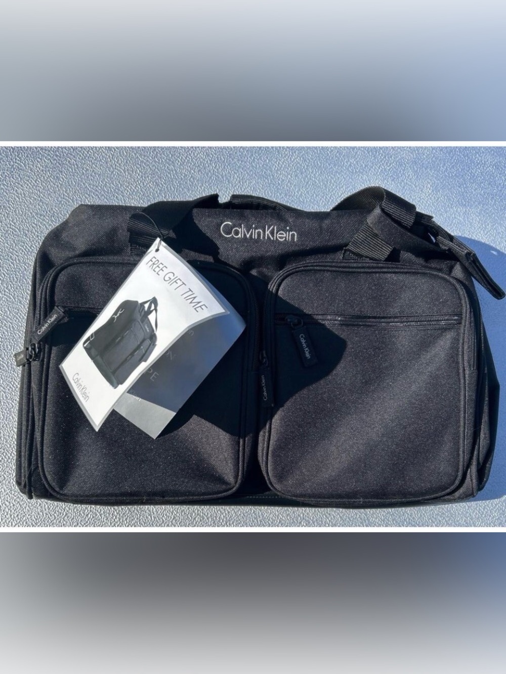 Vintage Calvin Klein 2002 Black Duffel Bag Travel Gym Weekender CK Y2K Carry On